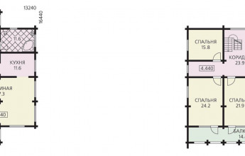 Бревенчатый особняк с красивой мансардой