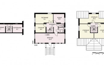 Трехуровневый коттедж из бруса