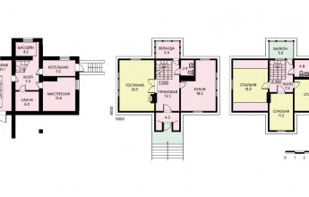 Трехуровневый коттедж с цоколем из бруса