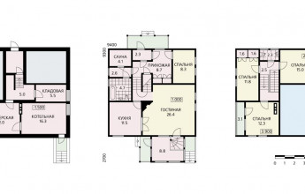 Трехуровневый коттедж - из бруса