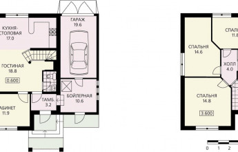 Двухэтажный дом из газобетона для семейной пары