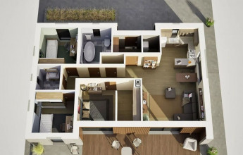 схема разрез одноэтажного коттеджа