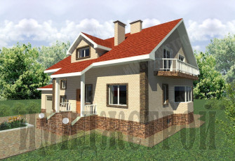 Коттедж с балконом и гаражом 160 кв.м.