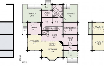 Вместительный дом из бревна для большой семьи