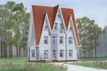 Трехуровневый коттедж из деревянных элементов