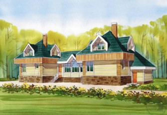 Сблокированные дачные дома из бруса