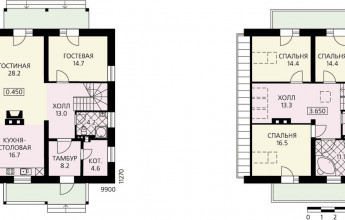Удобный экономичный коттедж в европейской традиции
