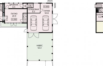 Хозблок с навесом для машины