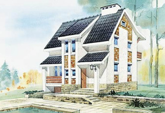 Трехуровневый коттедж, из газобетона