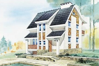 Трехуровневый коттедж из газобетона