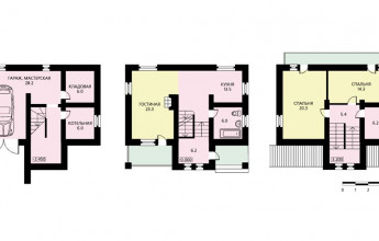 Трехуровневый коттедж, из газобетона