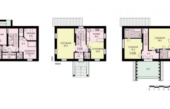 Трехуровневый газобетонный коттедж с высокой кровлей