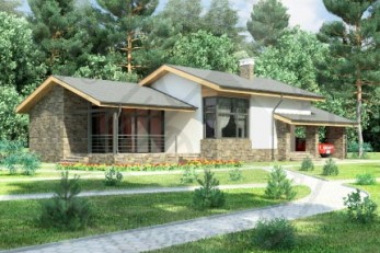 Дом с разноуровневой кровлей и красивой природой