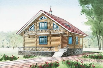 Двухуровневый коттедж охотника из бруса