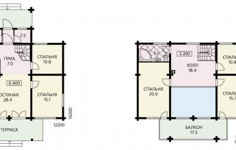 Уютный бревенчатый дом с террасами