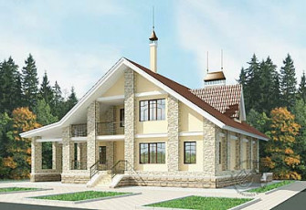 Каркасный коттедж с мансардой