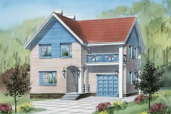 Особняк со встроенным гаражом и балконом