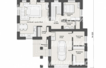 Двухэтажный дом со встроенным гаражом на один автомобиль