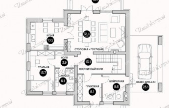 Проект с навесом для машины 191 кв.м.