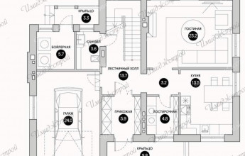 Дом на стыке 2 стилей  Концептуальный коттедж общей площадью 192 м2