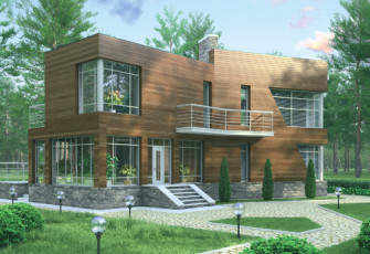 Дом с плоской кровлей на 205 м2 Коттедж с плоской крышей на 205 м2