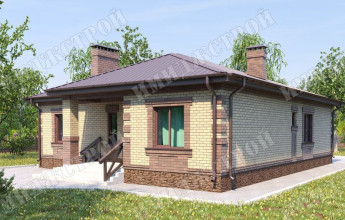 Одноэтажный коттедж с угловым воходом 148 кв.м.