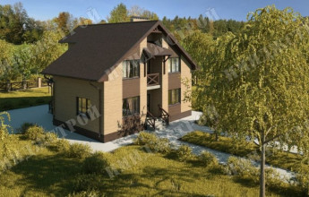 Дом с мансардой в два этажа со сложной кровлей 149 кв.м.