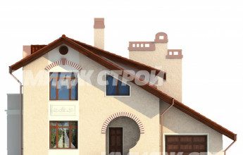 Коттедж со скатной кровлей и гаражем на одну машину