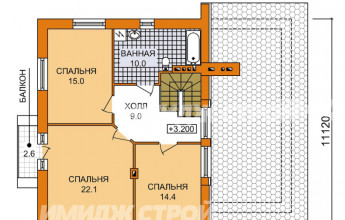 Коттедж со скатной кровлей и гаражем на одну машину