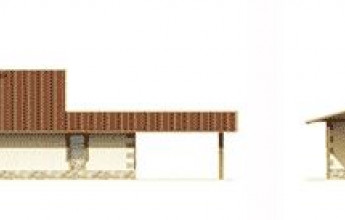 Широкий одноэтажный дом с огромной кровлей