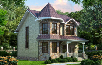 Проект коттеджа с башней на 135 квадратов