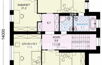 Проект двухэтажного дома из газобетона с просторной гардеробной