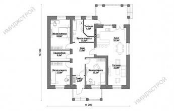 Широкий коттедж для большого участка 150 кв.м.