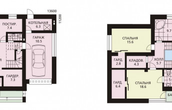 Коттедж в двух объемах