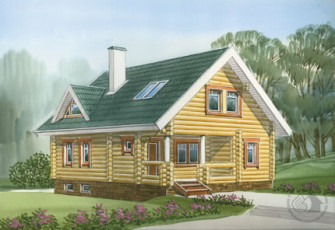 Бревенчатый коттедж с цокольным помещением