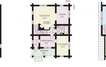 Бревенчатый коттедж с цокольным помещением