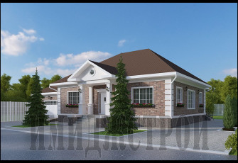 Одноэтажный коттедж с гаражом и террасой 193 м2