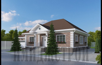 Одноэтажный коттедж с гаражом и террасой 193 м2