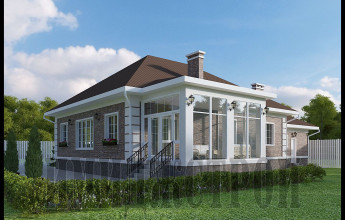 Одноэтажный коттедж с гаражом и террасой 193 м2