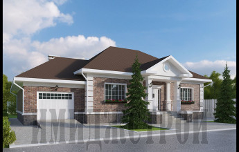 Одноэтажный коттедж с гаражом и террасой 193 м2