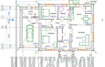 Одноэтажный коттедж с гаражом и террасой 193 м2