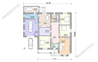 Коттедж с одним этажем 208 кв.м.