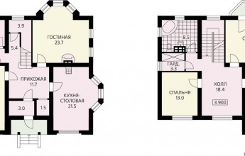 Минидворец с полноценными этажами и мягкой крышой