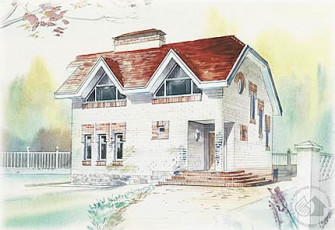 Двухэтажный коттедж с угловым входом