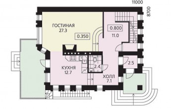 Двухэтажный коттедж с угловым входом