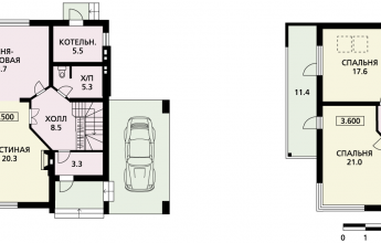 Коттедж с углом из стекла 2 этажа