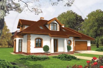 Проект типовой коттедж с круглым окном