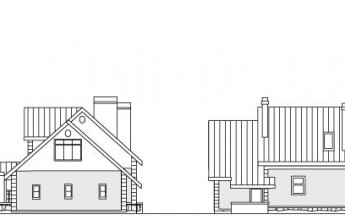 Дом со сложными круглыми элементами в кровле