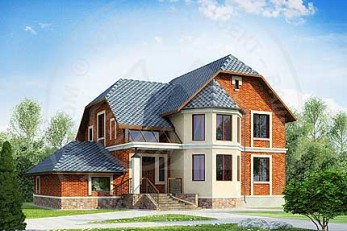 Красивый особняк с эркерами