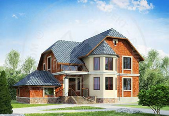 Красивый особняк с эркерами